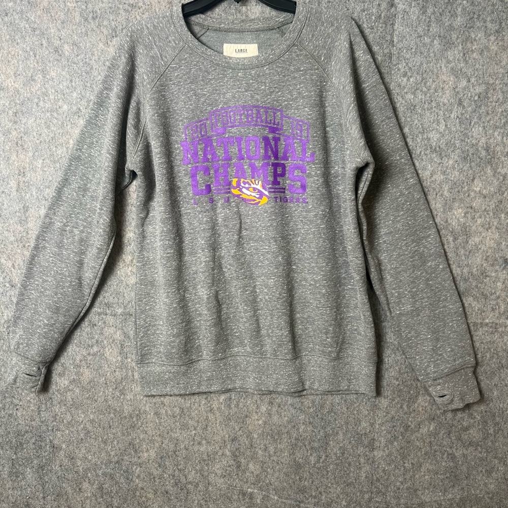 Pressbox Woman Size large Gray 2019 LSU National Championship Sweatshirt‎